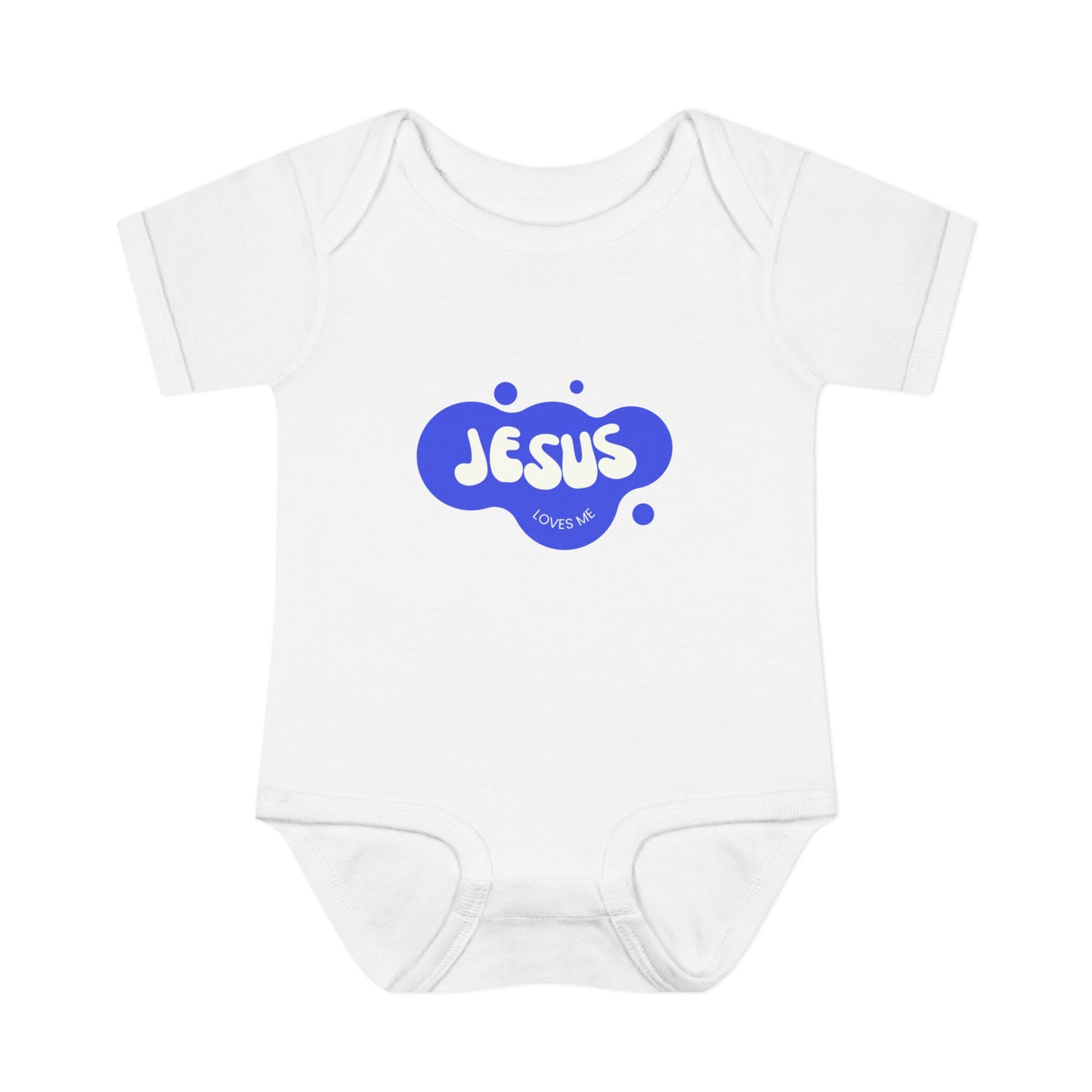Jesus Loves Me Purple Blue Bubble Baby Onesie