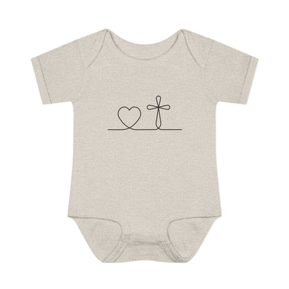 Christian Cross Heart Baby Onesie