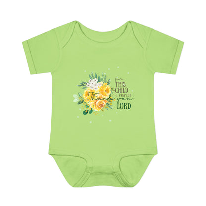 For this child I prayed and the Lord has granted the desires of my heart 1 Samuel 1:27 Baby Onesie