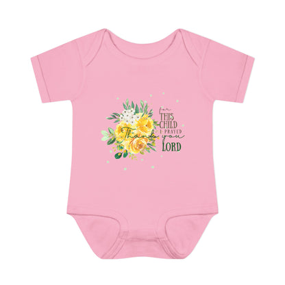 For this child I prayed and the Lord has granted the desires of my heart 1 Samuel 1:27 Baby Onesie