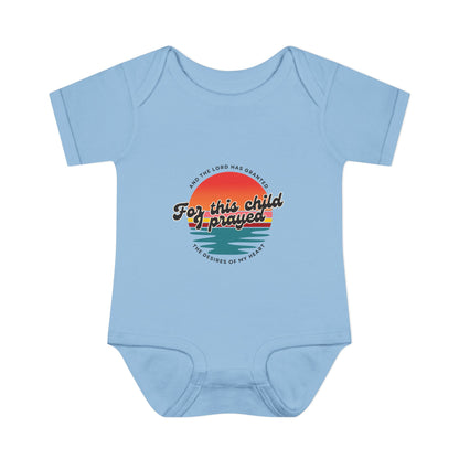 For this Baby I prayed and The Lord Has Granted the Desires of My Heart Retro SunsetBaby Onesie