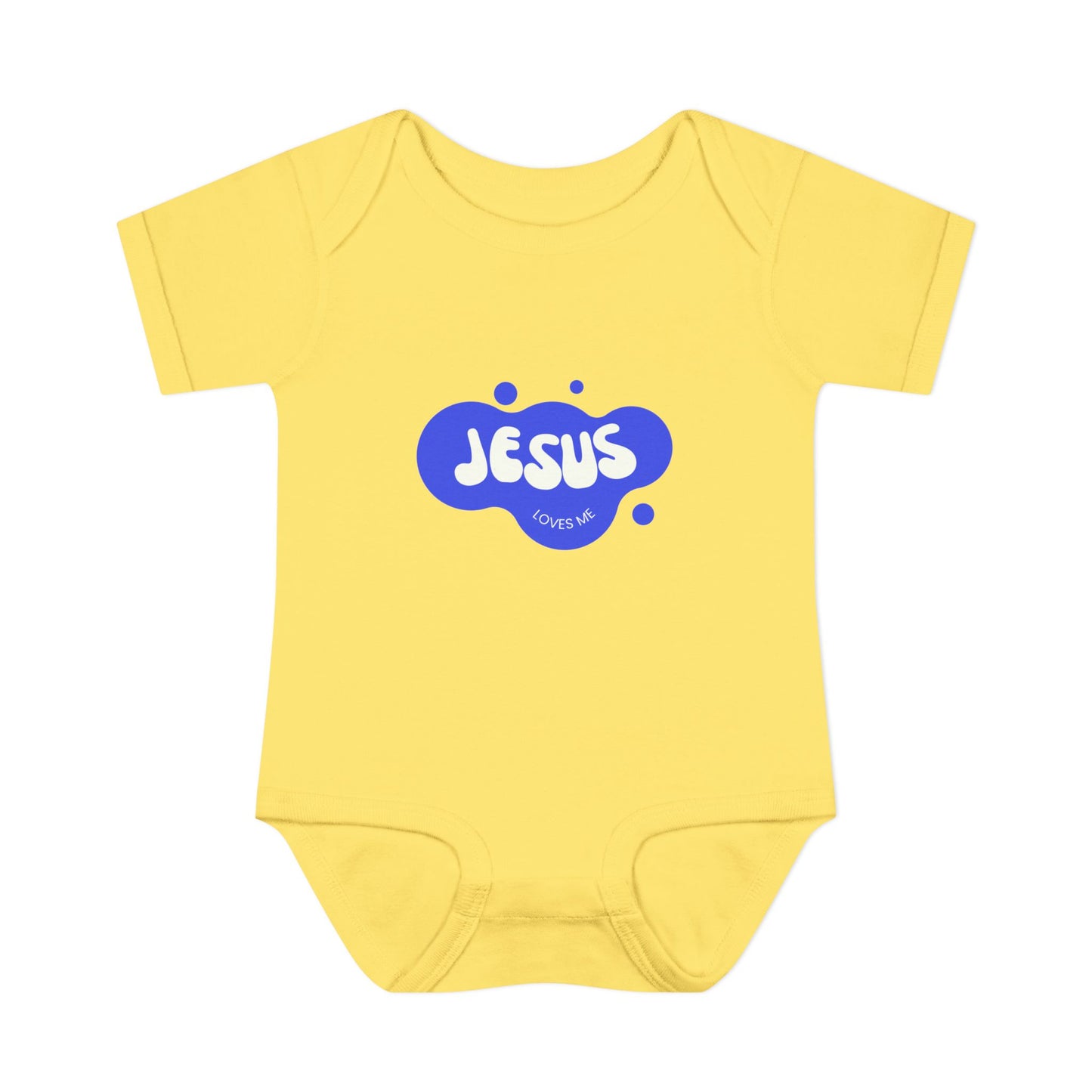 Jesus Loves Me Purple Blue Bubble Baby Onesie