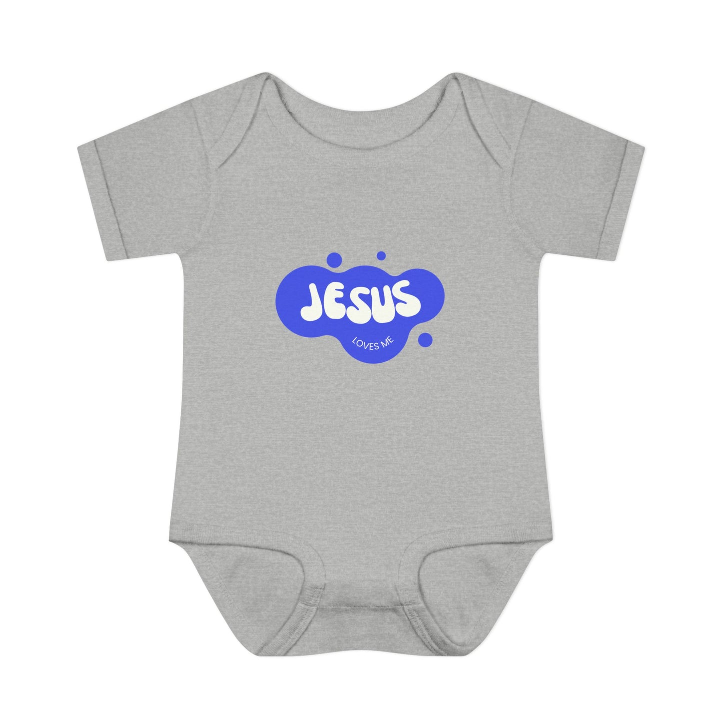 Jesus Loves Me Purple Blue Bubble Baby Onesie
