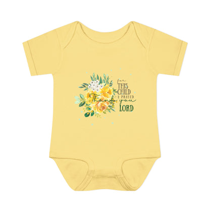 For this child I prayed and the Lord has granted the desires of my heart 1 Samuel 1:27 Baby Onesie