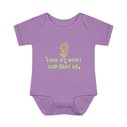 Look at What God Sent Us Cute Flowers Baby Onesie