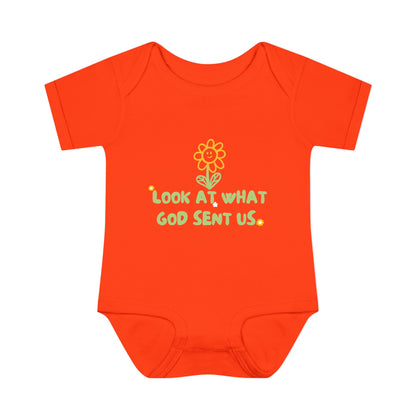 Look at What God Sent Us Cute Flowers Baby Onesie