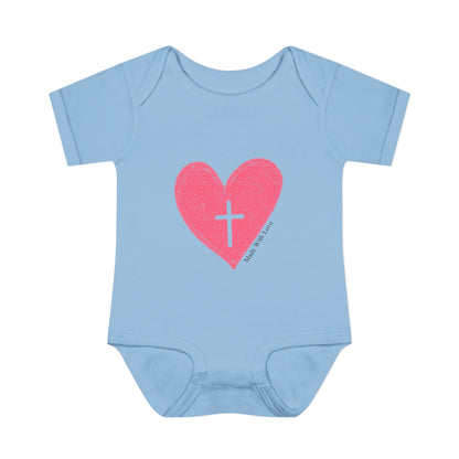 Made with Love Christian Cross Heart Heart Baby Onesie