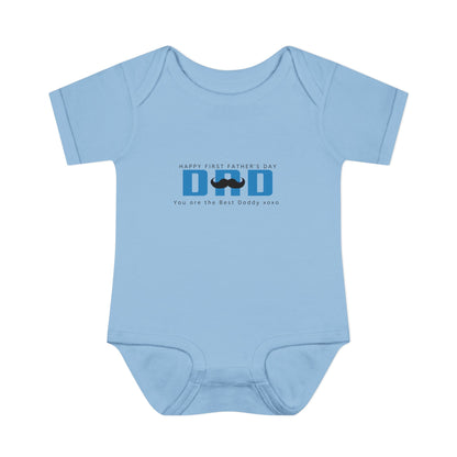 Happy Fathers Day Dad (Blue) Moustache Onesie