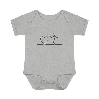 Christian Cross Heart Baby Onesie