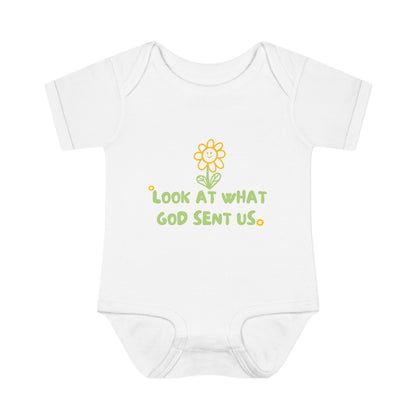 Look at What God Sent Us Cute Flowers Baby Onesie