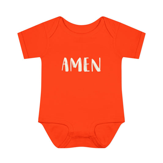 White and Bright AMen Baby Onesie