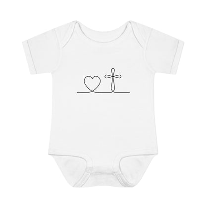 Christian Cross Heart Baby Onesie