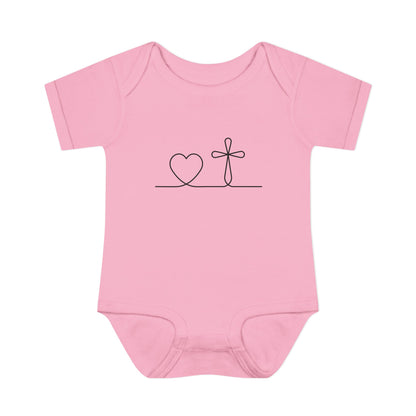 Christian Cross Heart Baby Onesie