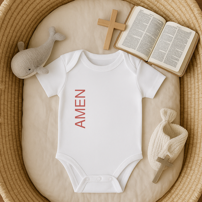 Red AMEN Baby Onesie