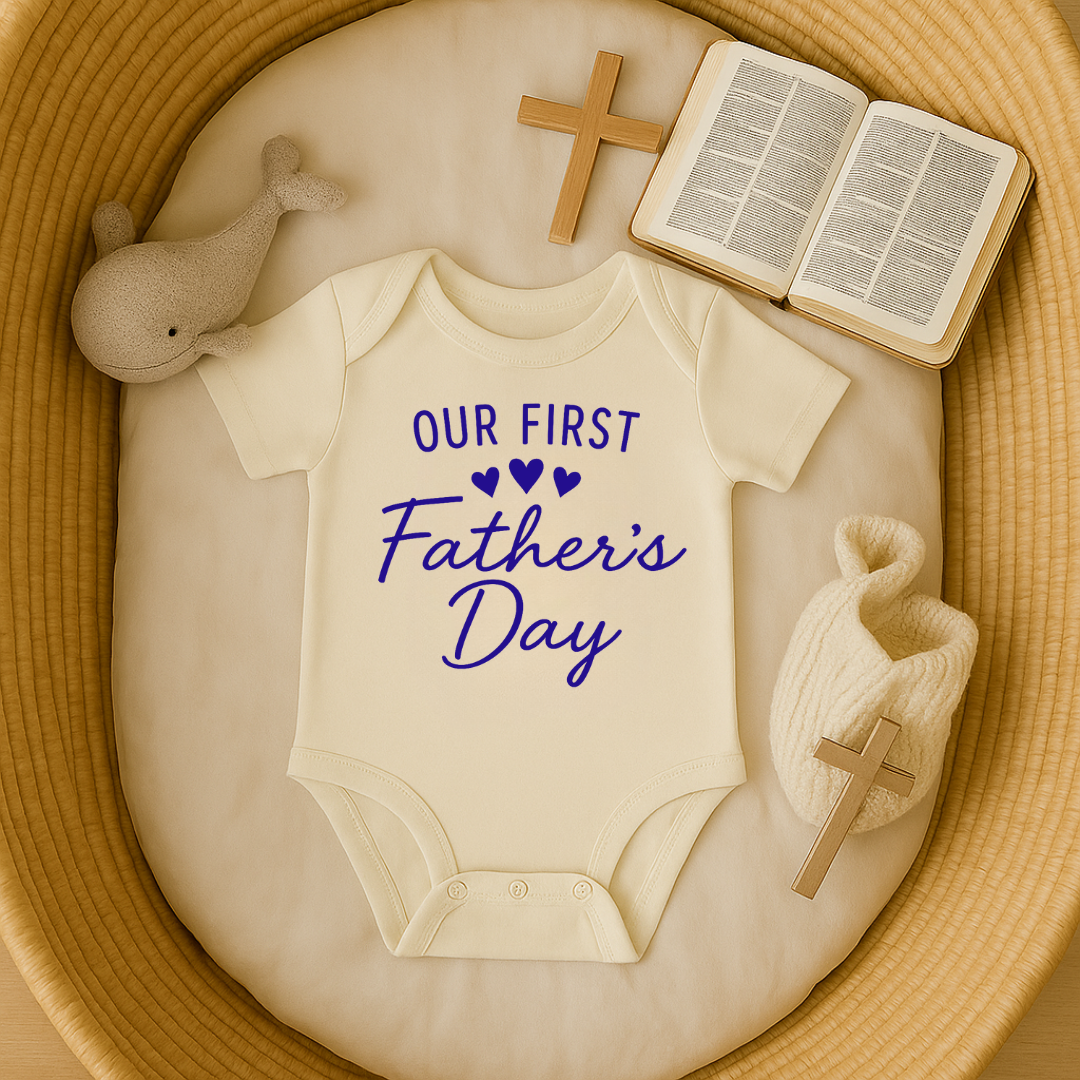 Our First Fathers Day (Blue) Onesie