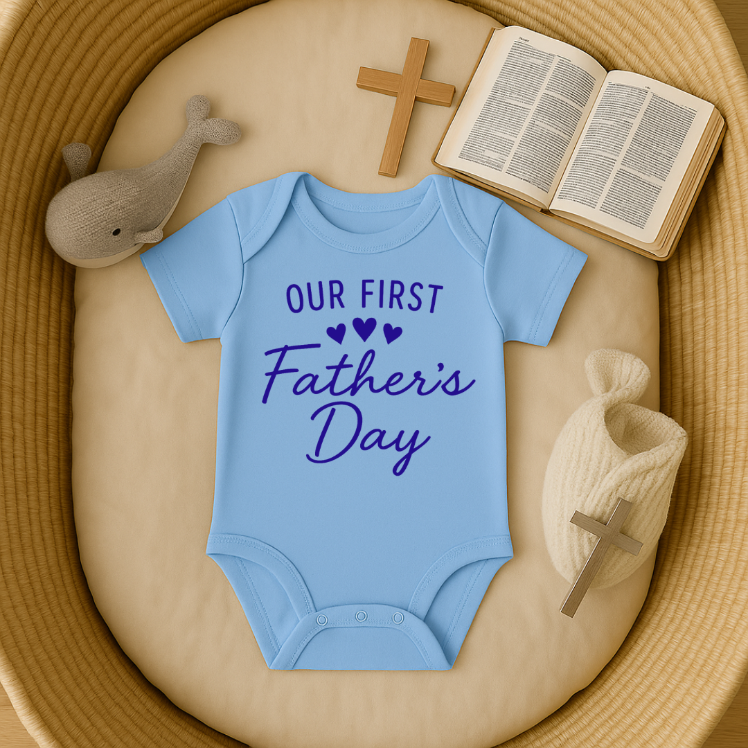 Our First Fathers Day (Blue) Onesie