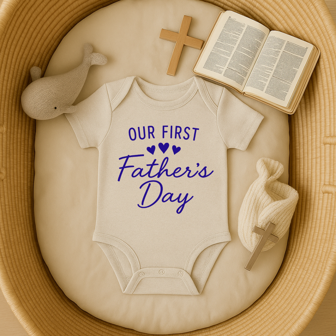 Our First Fathers Day (Blue) Onesie