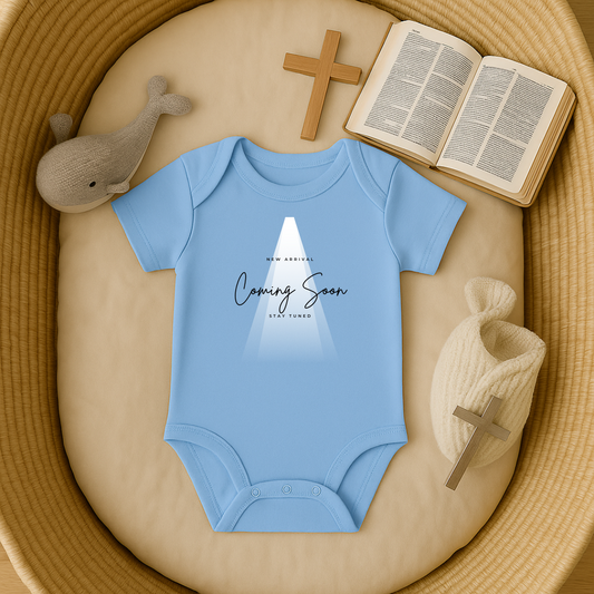 Blue New Arrival Coming Soon White Spot Light