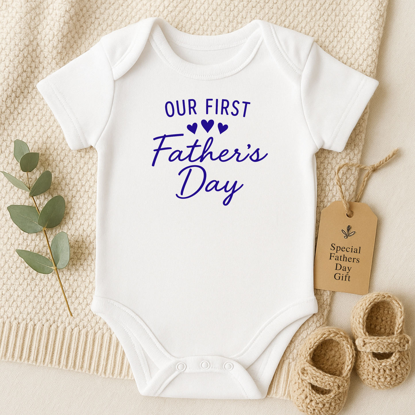 Our First Fathers Day (Blue) Onesie